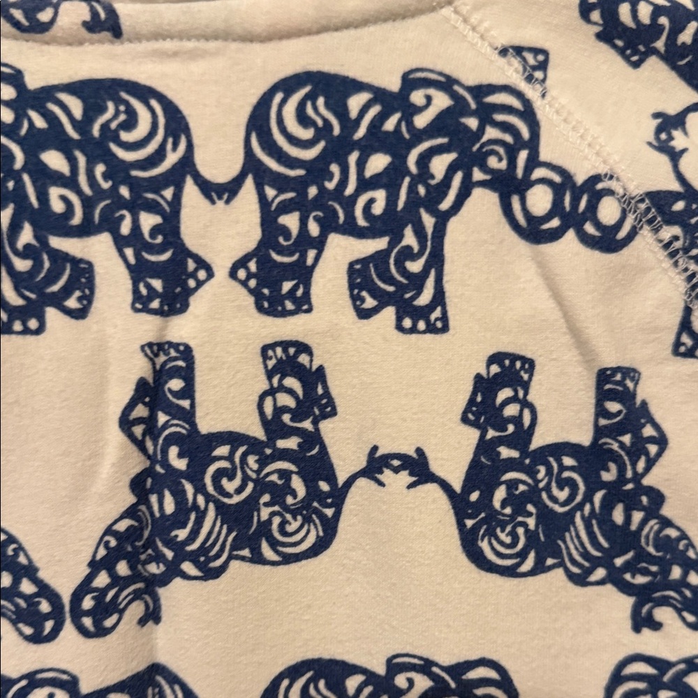 Lilly Pulitzer Blue and White Elephant Print Quarter Button up Jacket Small - Picture 8 of 9